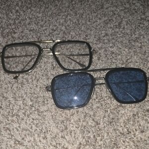 Stylish Black and Gold Square Sunglasses